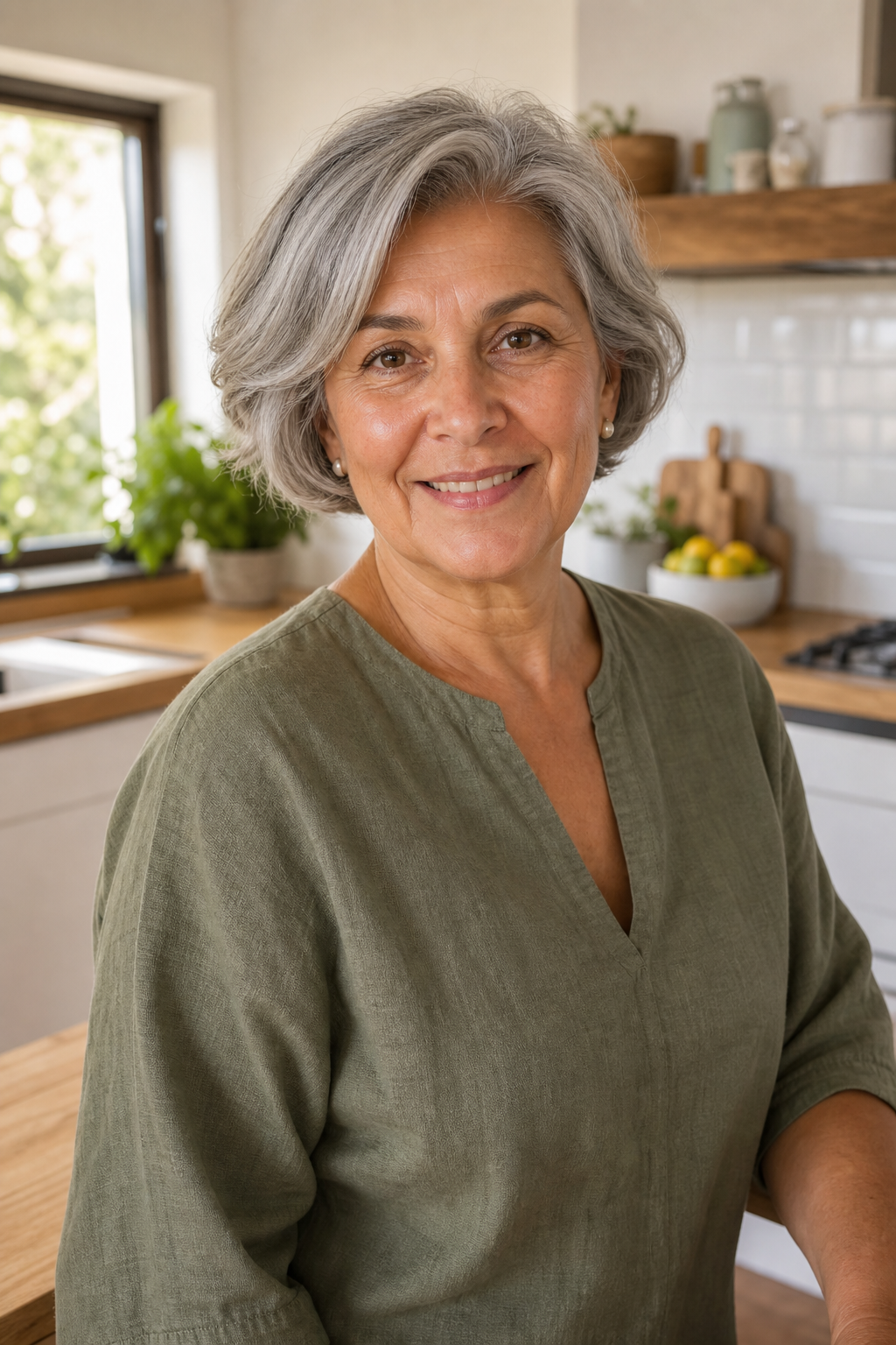 Catarina Matos, 62 anos, na sua cozinha em Braga